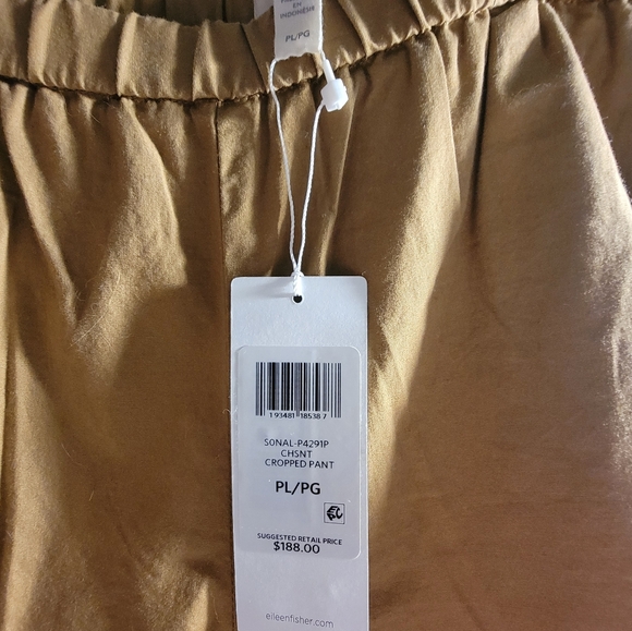Eileen Fisher Organic Cotton Stretch Poplin Cropped Pants, Petite Large. - Picture 3 of 9